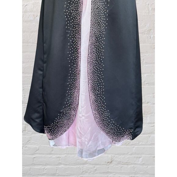 Vintage Y2K 90s Black Pink Strapless Prom Dress S 2 3 4 Whimsigoth Dark Fairy - Picture 8 of 9